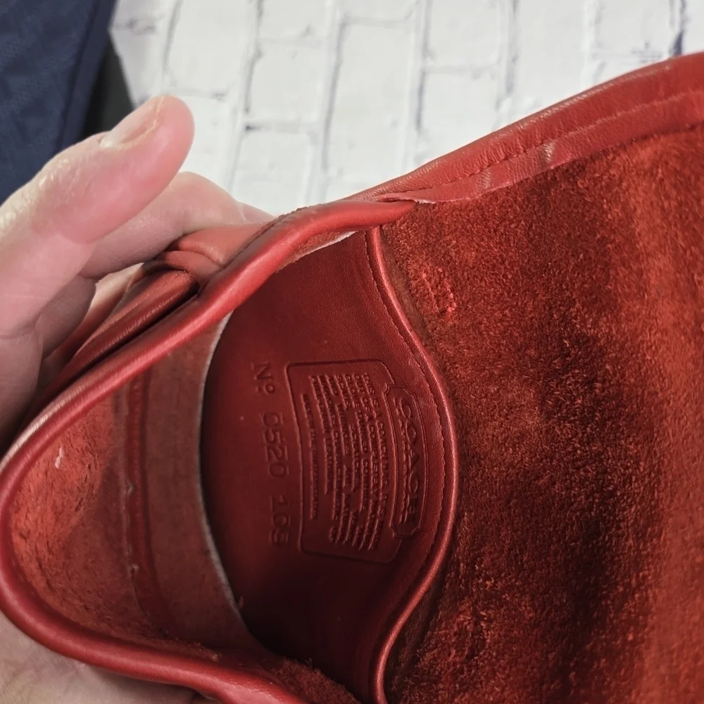 Vtg Coach 0520-109 red leather mini belt bag small little crossbody purse